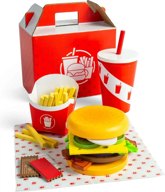 Zestaw do zabawy Bigjigs Toys Burger i frytki 48 elementów 37024 (0691621850244) - obraz 5