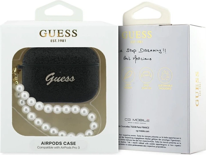 Чохол Guess Glitter Pearl Strap для Apple AirPods Pro 3 Black (GUAP3GLGPSK) - зображення 4