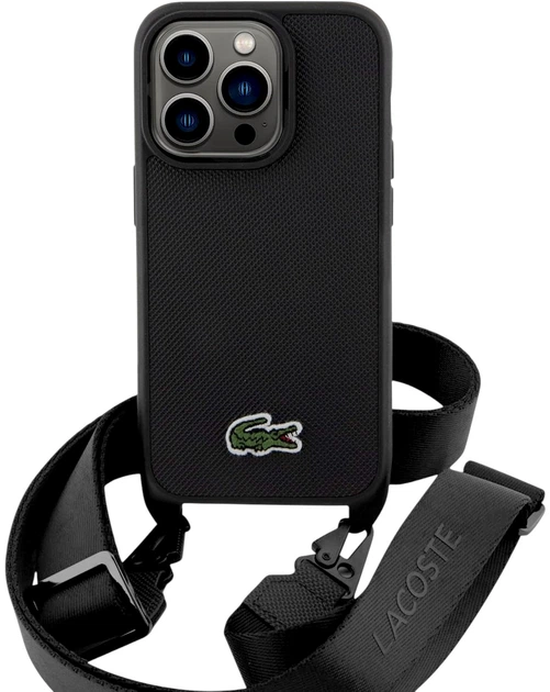 Etui Lacoste do iPhone 15 Pro Iconic Petit Pique Crossbody Black (LCHCP15LSPVCK) - obraz 2