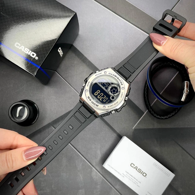 Чоловічий годинник Casio MWD-100H-1B з підсвічуванням - изображение 5