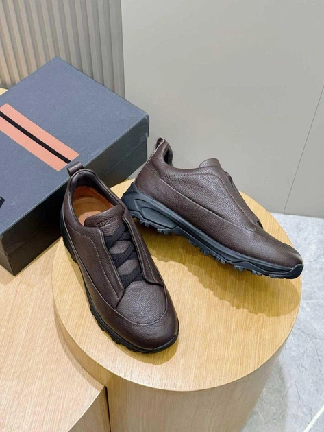 Мужские демисезонные кроссовки Zegna коричневого цвета 42 р (27 см) - изображение 3
