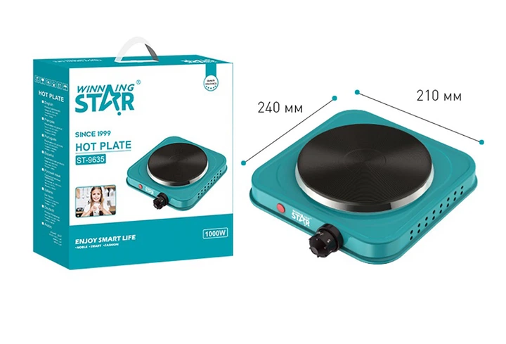 Настольная плита электрическая WINNINGSTAR ST-9635 1000W Green - Фото 6 Настольная плита электрическая WINNINGSTAR ST-9635 1000W Green - изображение 6