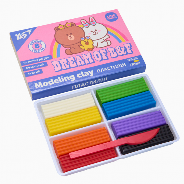 Пластилин YES Line Friends 8 цветов 160 г - изображение 2