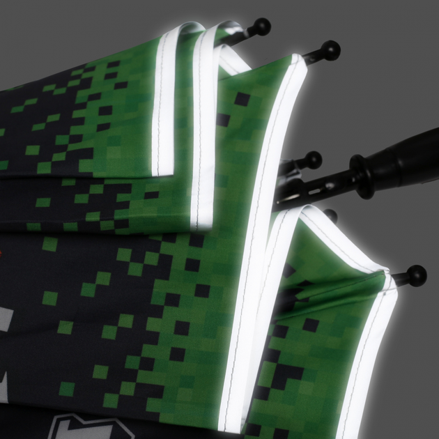 Зонтик детский Yes Minecraft 708487 зеленый со световозвращателем полуавтомат с крипером в стиле бум для мальчиков - Фото 8 Зонтик детский Yes Minecraft 708487 зеленый со световозвращателем полуавтомат с крипером в стиле бум для мальчиков - изображение 8