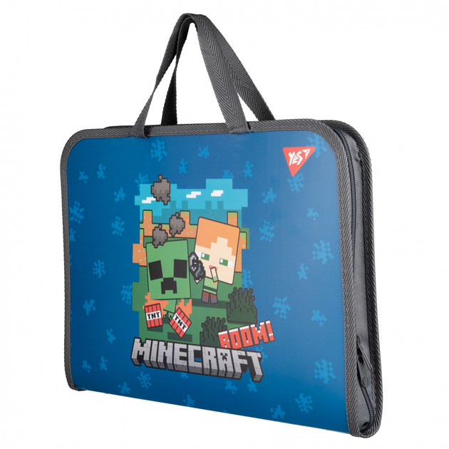 Папка-портфель з ручками блискавці Yes Minecraft Alex А4 492168 синій для хлопчика в школу занять гуртків - зображення 2