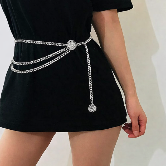 Пояс ланцюжок Fashion Jewerly тришаровий, прикраса на талію для одягу сукні в стилі old money, сріблястий (SVS) - Фото 1 Пояс ланцюжок Fashion Jewerly тришаровий, прикраса на талію для одягу сукні в стилі old money, сріблястий (SVS) - зображення 1
