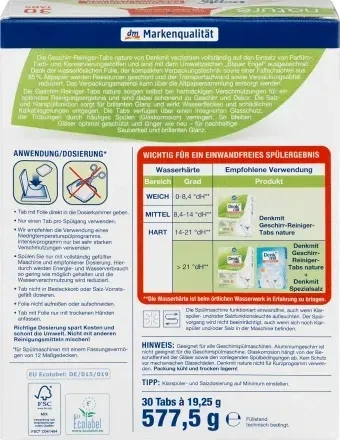 Органічні таблетки для посудомийних машин Denkmit nature geschirr-reiniger 30 шт/уп - изображение 9