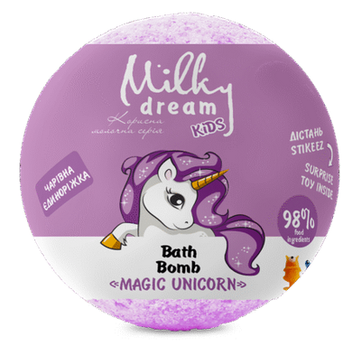 Бомба для ванн Milky Dream kids “Чарівна Єдиноріжка” 100 г з сюрпризом - Фото 1 Бомба для ванн Milky Dream kids “Чарівна Єдиноріжка” 100 г з сюрпризом - изображение 1