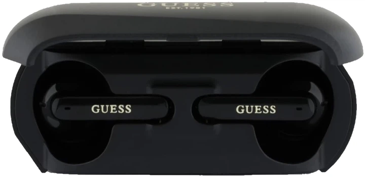 Słuchawki Guess Elongated Metalic Printed Logo Bluetooth 5.3 Bezprzewodowe + Stacja Dokujaca Czarne (3666339329006) - obraz 2