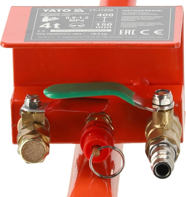 Podnośnik samochodowy YATO YT-17230 pneumatyczny 4 t (5906083106026) - obraz 4