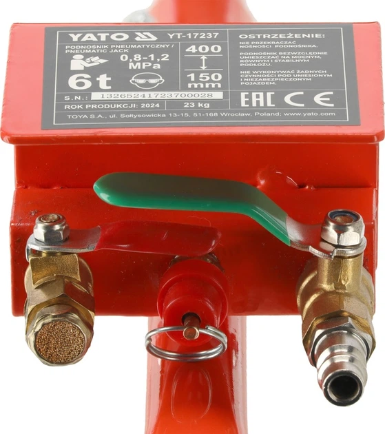 Podnośnik samochodowy YATO YT-17237 pneumatyczny 6 t (5906083106040) - obraz 4
