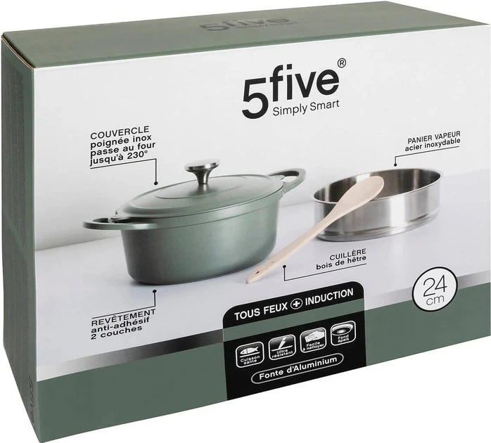 Посуд для приготування на пару 5five Simply Smart Healthy зелений 24 см 4 ел (3560232766411) - зображення 2