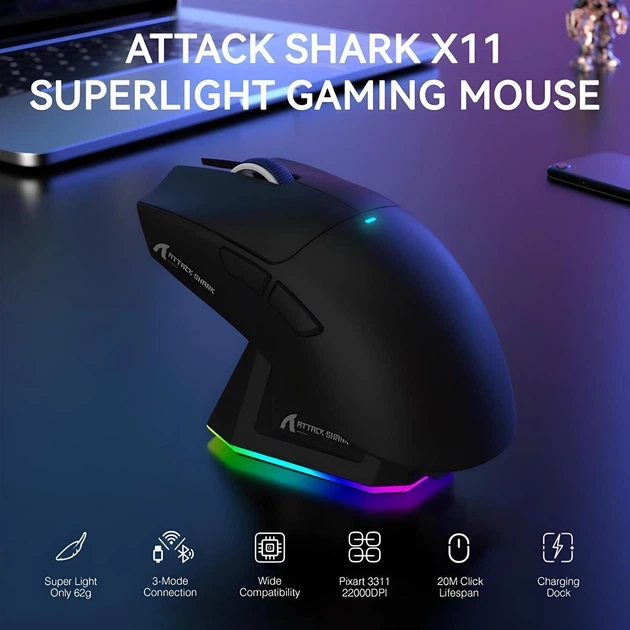 Игровая беспроводная мышь Attack Shark X11 Black - изображение 8