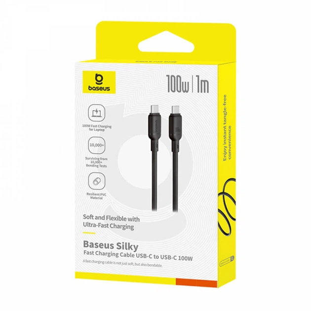USB кабель Baseus P10377704113-00 Silky, Type-C, 1.0 м., Черный - 565546 - Фото 5 USB кабель Baseus P10377704113-00 Silky, Type-C, 1.0 м., Черный - 565546 - изображение 5