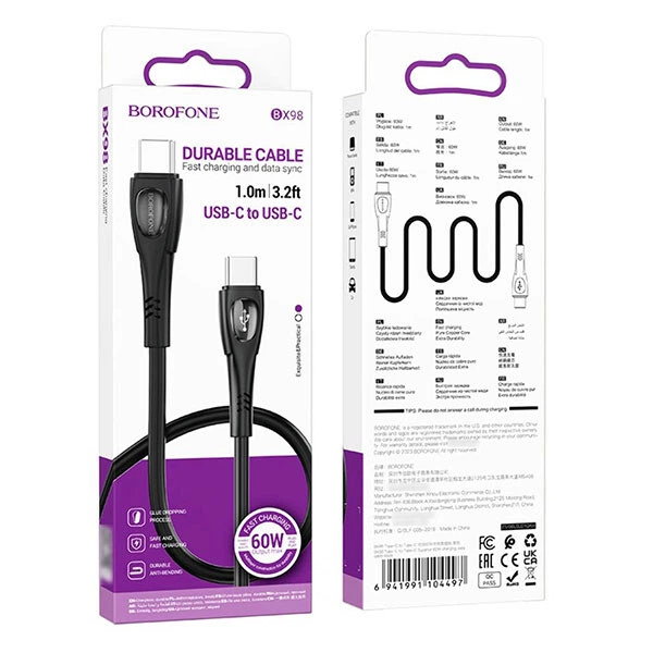 USB кабель Borofone BX98, Type-C, 1.0 м., Черный - 386971 - изображение 3