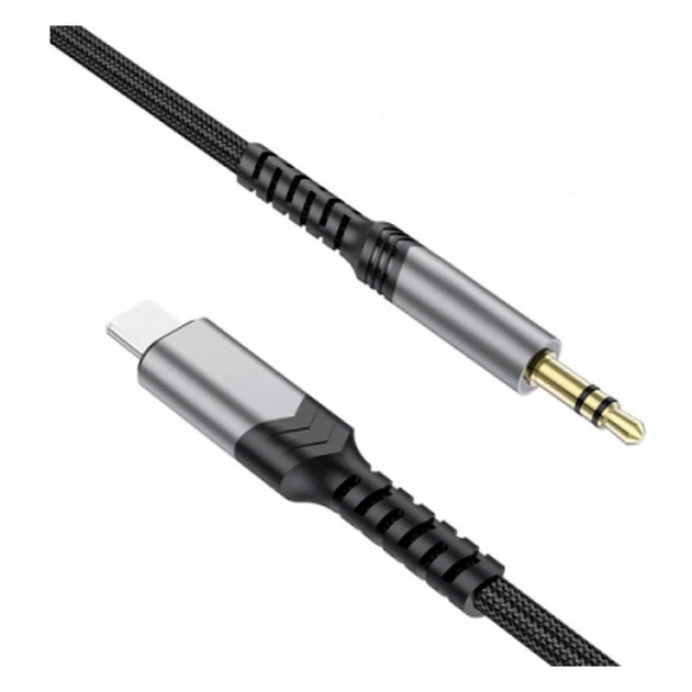 AUX кабель SkyDolphin SR29, Type-C, 1.0 м., 3.5 мм., Черный - 344849 - изображение 3