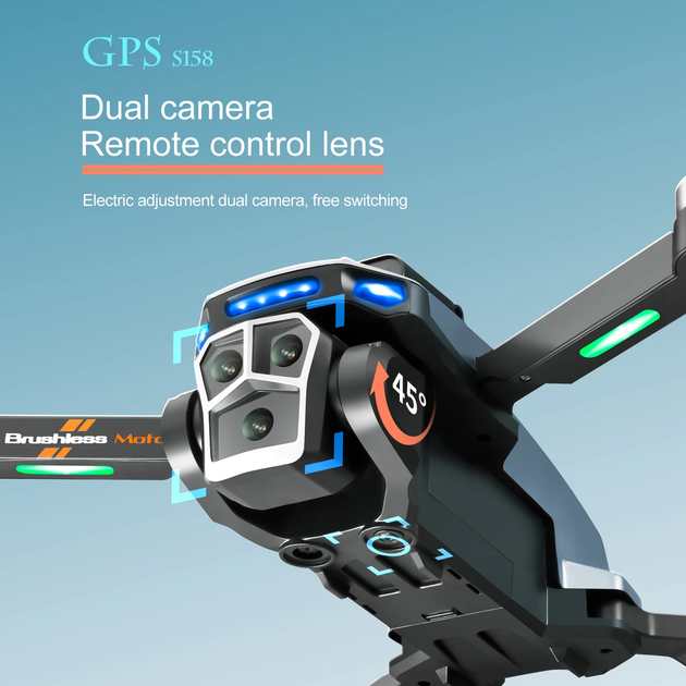 Квадрокоптер S158 MAX с GPS, экраном на пульте, FPV камерой, обходом препятствий, до 2000 м, до 18 мин полета - изображение 5
