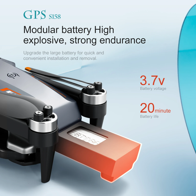 Квадрокоптер S158 MAX с GPS, экраном на пульте, FPV камерой, обходом препятствий, до 2000 м, до 18 мин полета - изображение 7