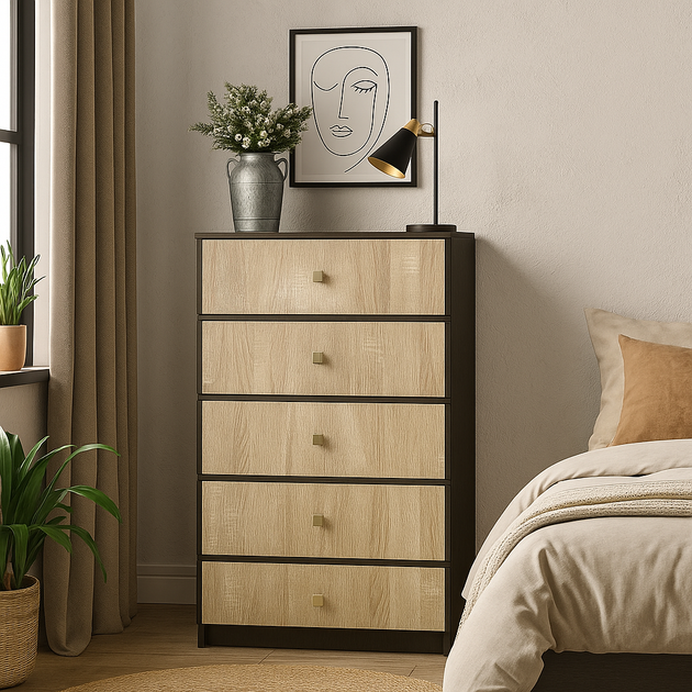 Комод 5Ш Fantaziya Mebel Service Венге + Дуб самоа 60х44х101 см - зображення 4