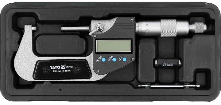 Мікрометр Yato YT-72307 цифровий зовнішній 25-50 мм / 0.001 мм (5906083122354) - зображення 4