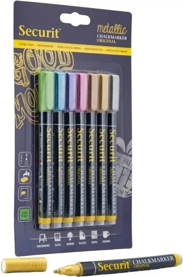 Zestaw markerów kredowych Securit Metallic 1-2 mm 7 szt BL-SMA100-V7-MT (8719075285091) - obraz 2
