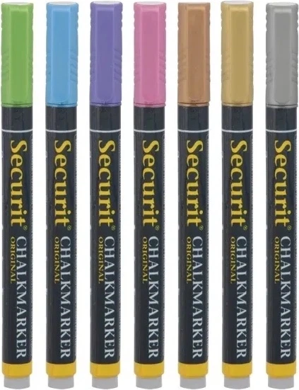 Zestaw markerów kredowych Securit Metallic 1-2 mm 7 szt BL-SMA100-V7-MT (8719075285091) - obraz 3