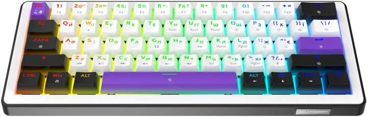 Клавиатура проводная Hator Hellyberry HK60 Mechanical Linear RGB USB White/Violet (HK60) - Фото 2 Клавиатура проводная Hator Hellyberry HK60 Mechanical Linear RGB USB White/Violet (HK60) - изображение 2