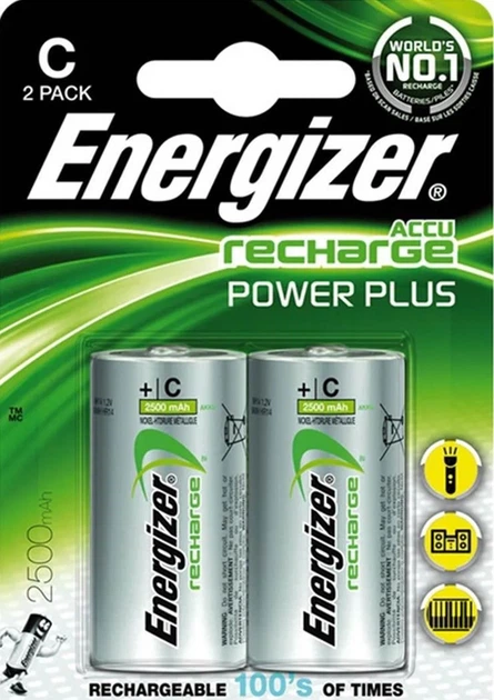 Акумулятори Energizer Recharge Power Plus C 2500 mAh 2 шт (7638900138740) - зображення 2