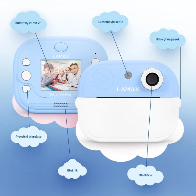 Дитячий фотоапарат Lamax InstaKid2 Play з принтером Блакитний (8596687002403) - зображення 3