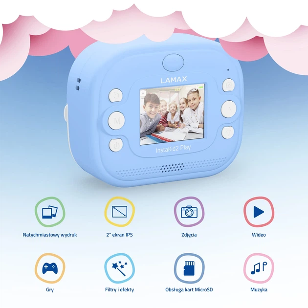 Дитячий фотоапарат Lamax InstaKid2 Play з принтером Блакитний (8596687002403) - зображення 4