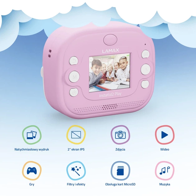 Дитячий фотоапарат Lamax InstaKid2 Play з принтером Рожевий (8596687002502) - зображення 4