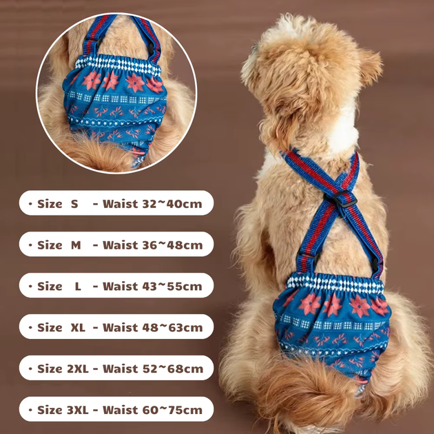 Багаторазовий підгузок для сук Derby Reusable Dog Diaper KS008-01, 3XL на шлейках - зображення 3
