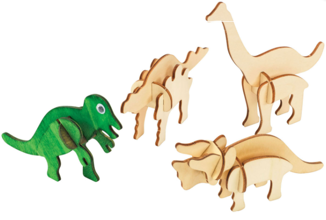 Креативний набір Colorations Дерев'яний динозавр 3D 4 штуки (191487037051) - зображення 5
