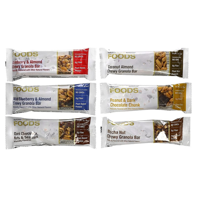 Батончики California GOLD Nutrition, FOODS ассорти вкусов (12 батончиков по 40 г каждый) - изображение 4