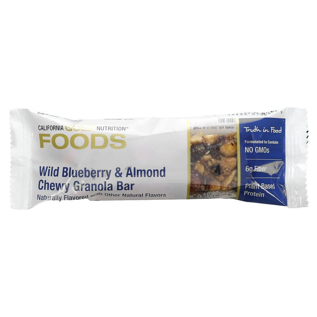 Батончики California GOLD Nutrition, FOODS с черникой и миндалем (12 батончиков по 40 г каждый) - изображение 3