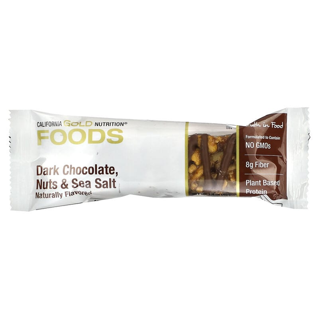 Батончики California GOLD Nutrition, FOODS з шоколадом, горіхами та морською сіллю (12 батончиків по 40 г кожен) - зображення 4