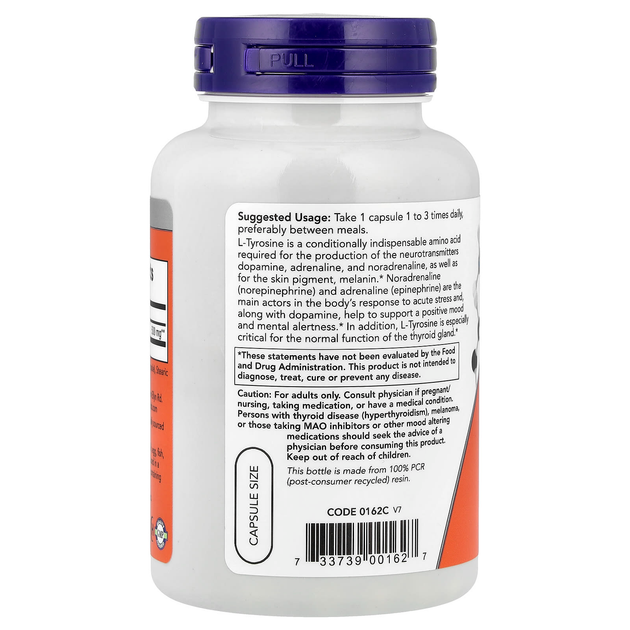 L-Тирозин NOW Foods "L-Tyrosine" нейромедиатор, 500 мг (120 капсул) - изображение 3