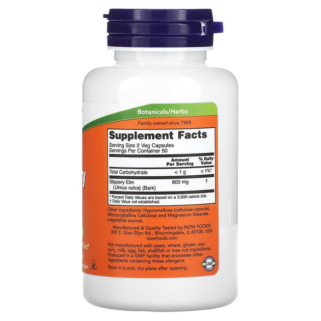 Скользкий вяз NOW Foods "Slippery Elm" 400 мг (100 растительных капсул) - изображение 2