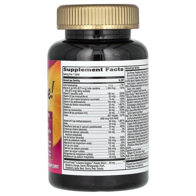 Поливитамины для женщин Nature's Way, Alive! "Once Daily Women's Ultra Multivitamin" женские ультрамультивитамины и минералы с овощами, фруктами и травами (60 таблеток) - изображение 5