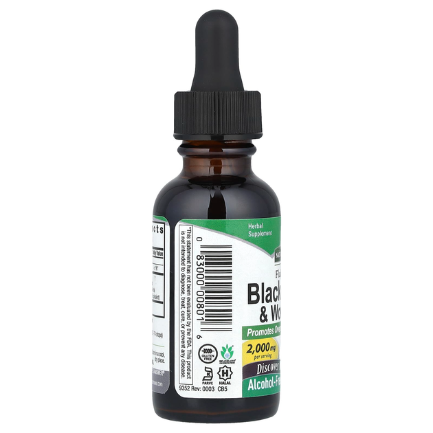 Черный орех и полынь Nature's Answer "Black Walnut & Wormwood" экстракты без спирта с гвоздикой, 2000 мг (30 мл) - изображение 3