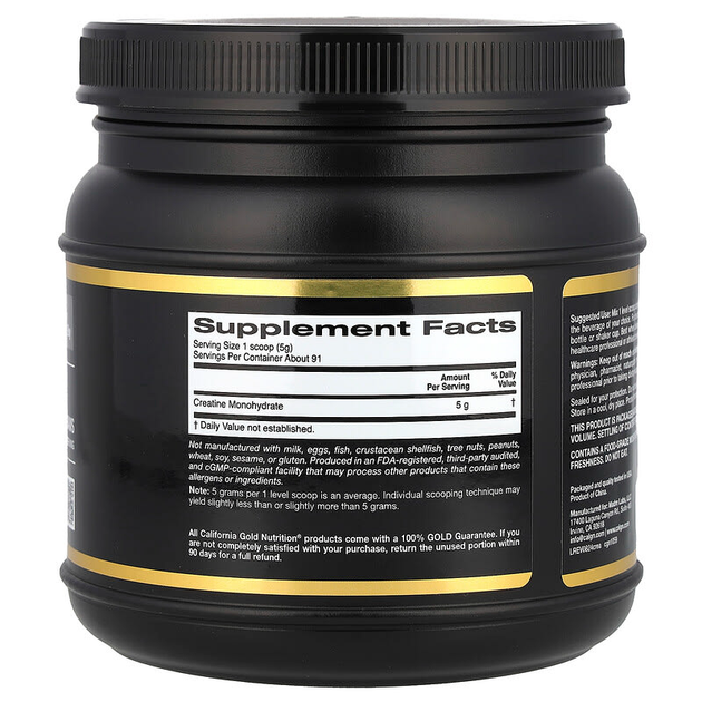 Креатин California GOLD Nutrition, SPORT "Creatine" микронизированный моногидрат креатина в порошке, без вкуса, 90 порций (454 г) - изображение 2