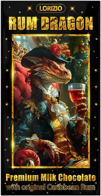 Шоколад молочный Lorizio с изюмом и ромом "RUM DRAGON" 100 г - Фото 3 Шоколад молочный Lorizio с изюмом и ромом "RUM DRAGON" 100 г - изображение 3