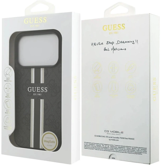 Etui plecki Guess 4G Printed Stripes MagSafe do Apple iPhone 17 Pro Black (3666339491383) - obraz 8