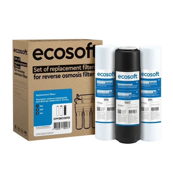 3 шт. Комплект картриджів Ecosoft CPV3ECOSTD 1-2-3 для фільтрів зворотного осмосу - изображение 3