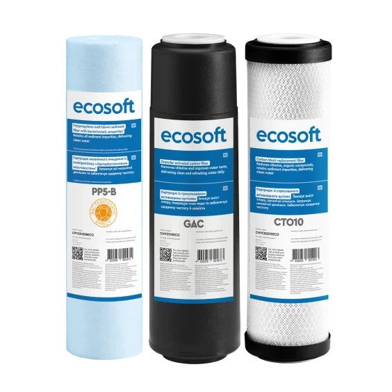 Улучшенный комплект картриджей Ecosoft 1-2-3 для фильтров обратного осмоса (CHV3ECO) - изображение 2