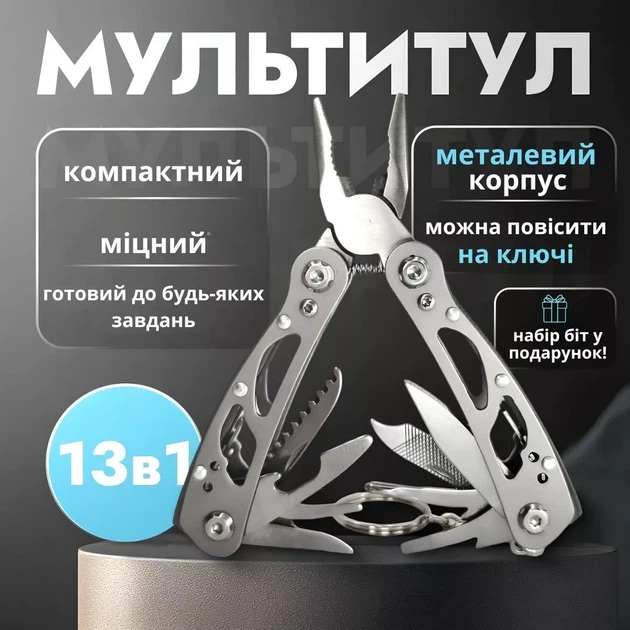 Универсальный мультитул 13в1 + набор бит в подарок - Фото 6 Универсальный мультитул 13в1 + набор бит в подарок - изображение 6