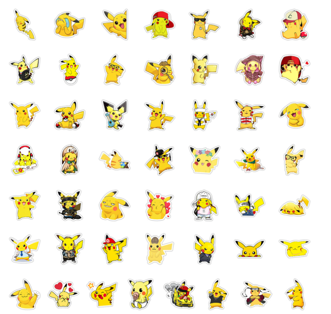 Набір наліпок 50 шт з мультфільму Покемон (Pokemon) / Пікачу (Pikachu) , наклейка на телефон ноутбук гаджети (SVS) - Фото 2 Набір наліпок 50 шт з мультфільму Покемон (Pokemon) / Пікачу (Pikachu) , наклейка на телефон ноутбук гаджети (SVS) - зображення 2
