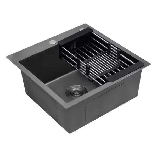 Комплект мийка для кухні інтегрована Handmade H5050B Brushed Black PVD (3,0 мм) - зображення 2