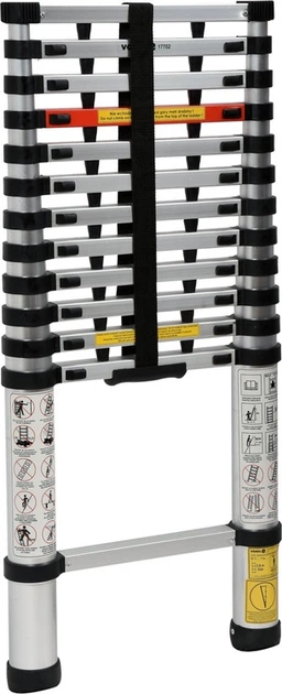 Драбина розкладна алюмінієва VOREL телескопічна 3.8 м 47 x 9 x 380 см 17702 (5906083050473) - зображення 3