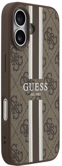 Панель Guess 4G Printed Stripes MagSafe для Apple iPhone 17 Brown (3666339491406) - зображення 4